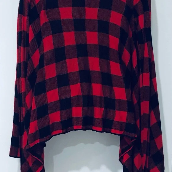 MUDD RAYON PLAID WATERFALL  COLLAR TOP.SIZE XS - Picture 5 of 7